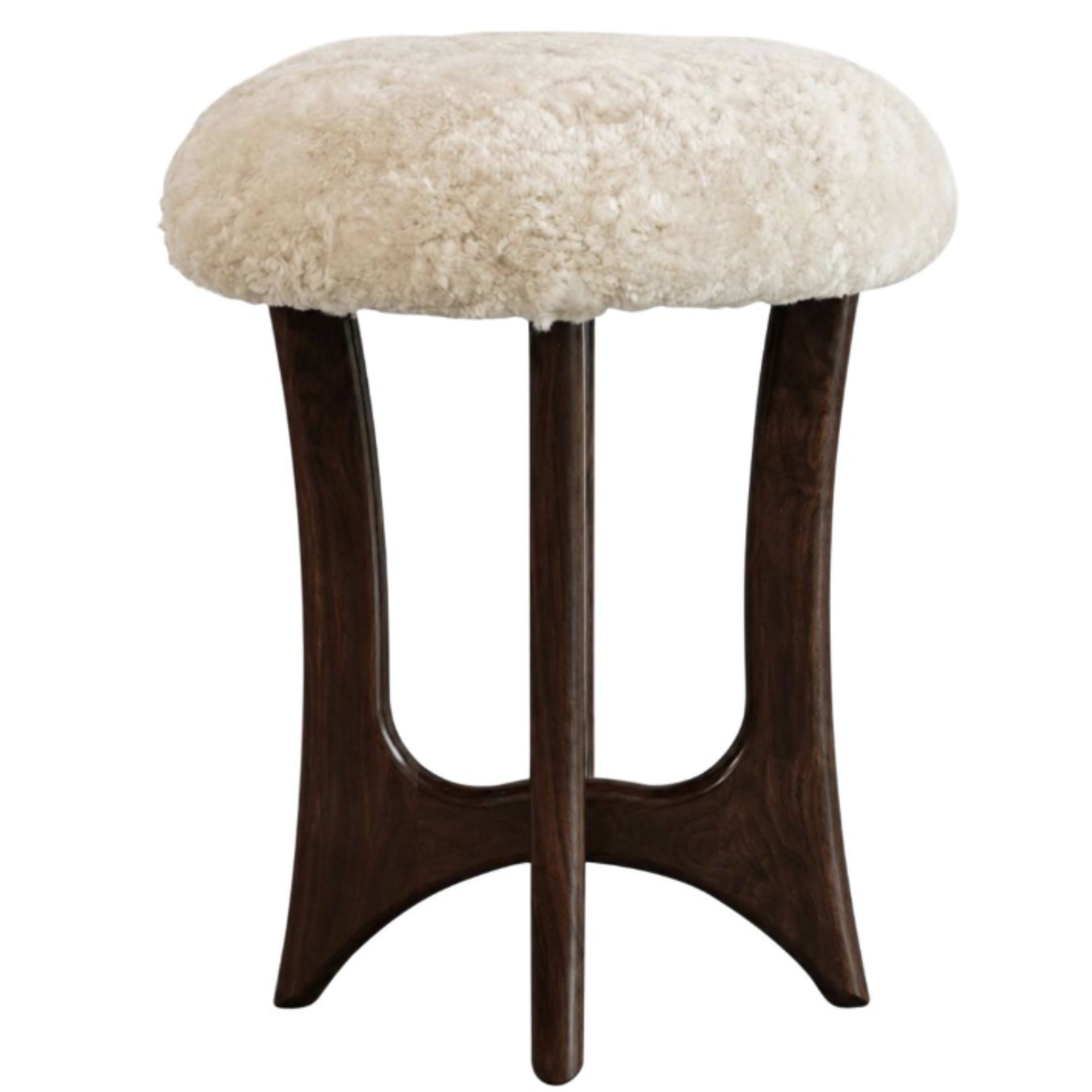 FORMA Stool in Blackout Oak and Shearling by Stamford Modern