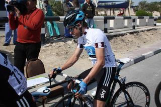 White jersey Alex Dowsett (Sky) signs on.