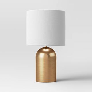 Gold table lamp with white shade