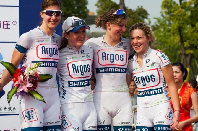 The Argos Shimano team on the podium
