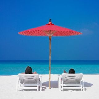 Umbrella, Blue, Turquoise, Sea, Vacation, Shade, Outdoor furniture, Beach, Ocean, Furniture,