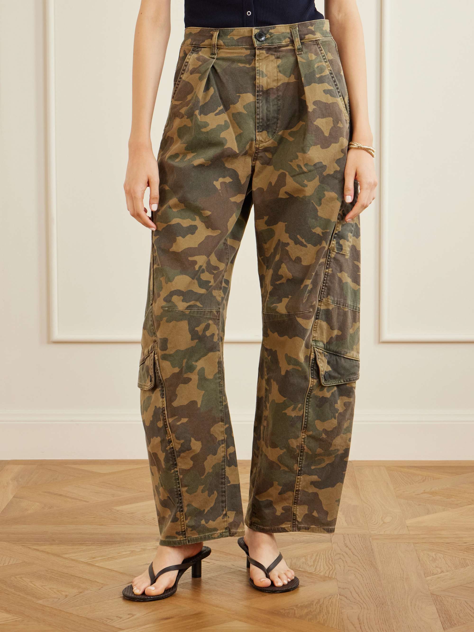 Flight Printed Mid-Rise Straight-Leg Cotton-Blend Twill Cargo Pants