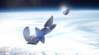 BFR Spaceship Launching a Satellite