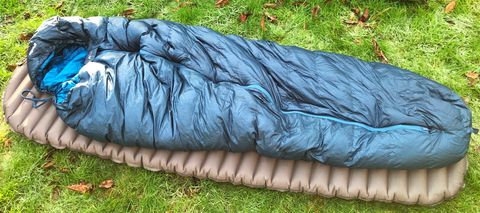 Alpkit Pipedream 400 on Alpkit Whisper sleeping mat - review main image size