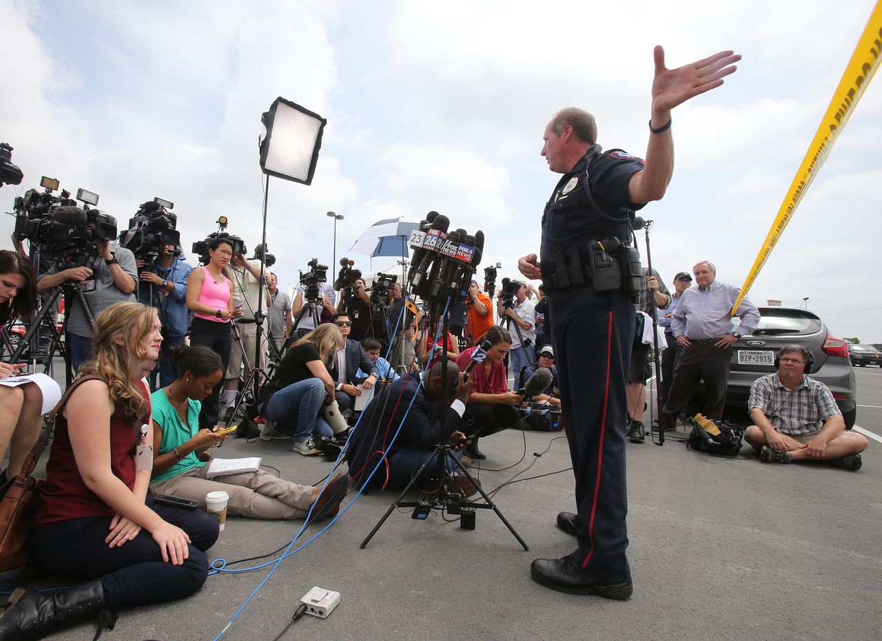 A press conference in Waco, Texas.