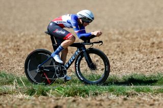 SITTARD WATERSLEY NETHERLANDS SEPTEMBER 03 Audrey CordonRagot of France and Team Trek Segafredo sprints during the 25th Simac Ladies Tour 2022 Stage 5 a 178km individual time trial stage from Windraak to Sittard Watersley SLT2022 UCIWWT on September 03 2022 in Sittard Watersley Netherlands Photo by Bas CzerwinskiGetty Images