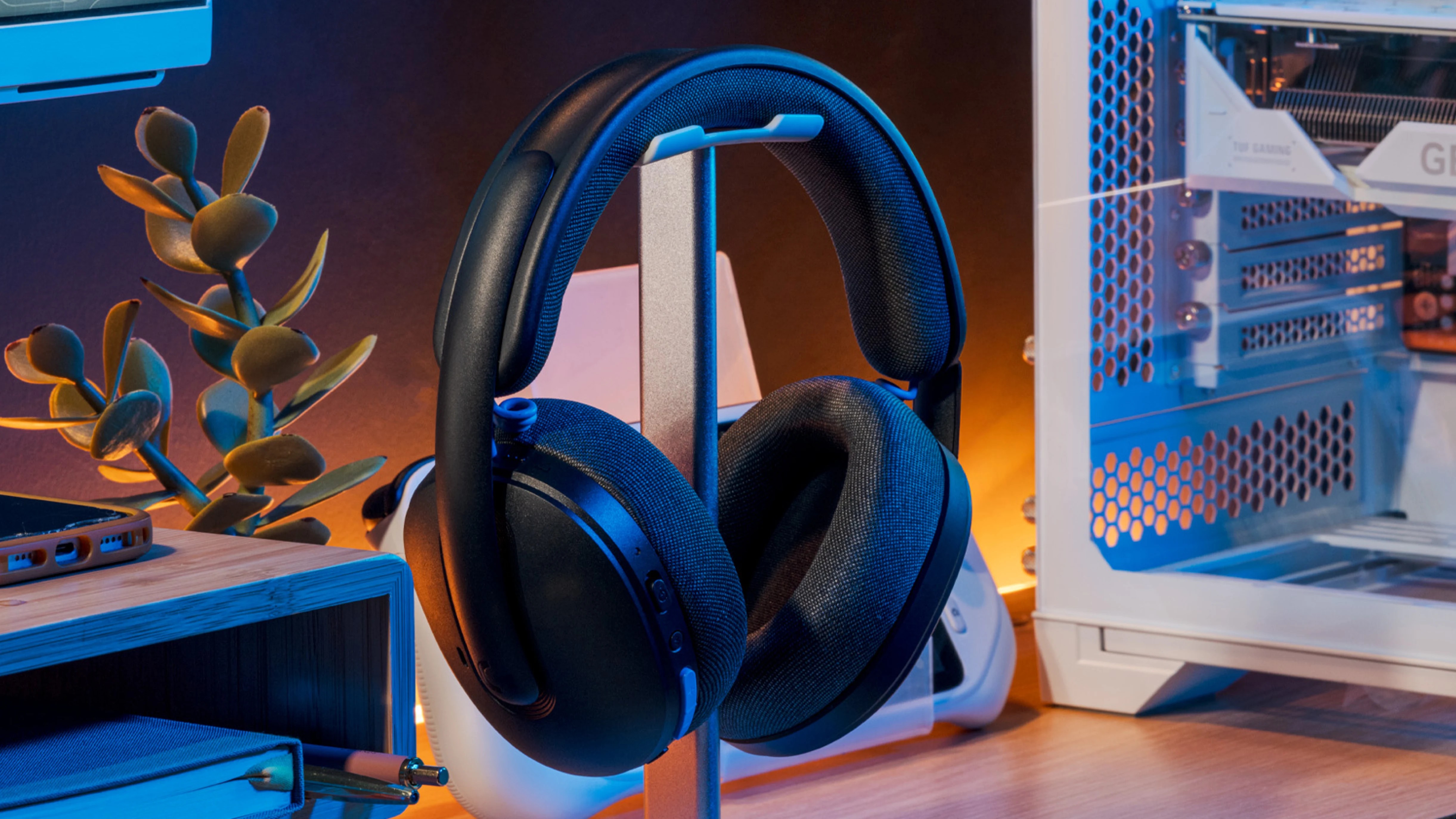 The Logitech G325 LIGHTSPEED wireless gaming headset on a stand.