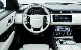 The driver's view of the interior of the Range Rover Velar