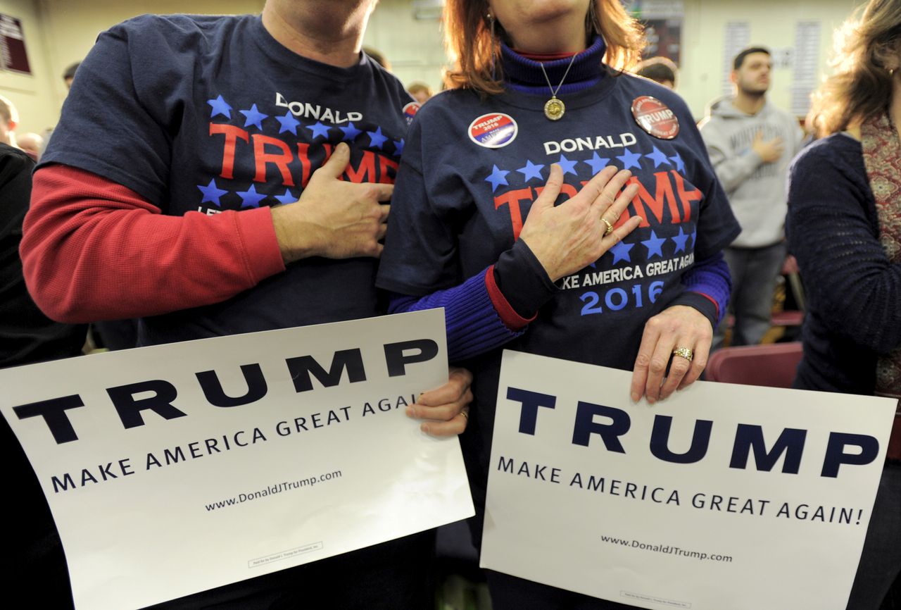 Donald Trump supporters at a rally.