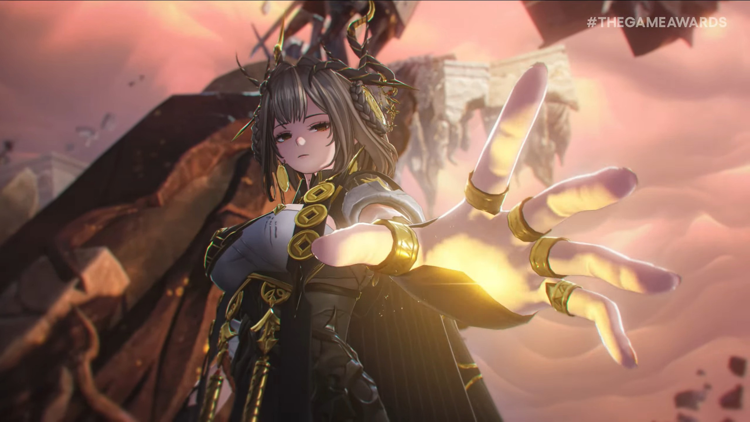 A screenshot from The Wind Awakening showing a girl stretching her hand down.