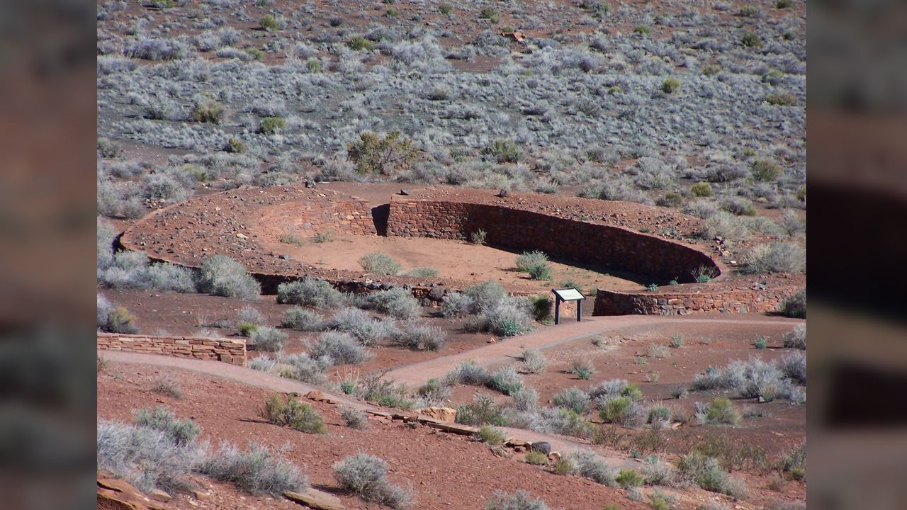 A view of the ball court at Wupatki National Monument.