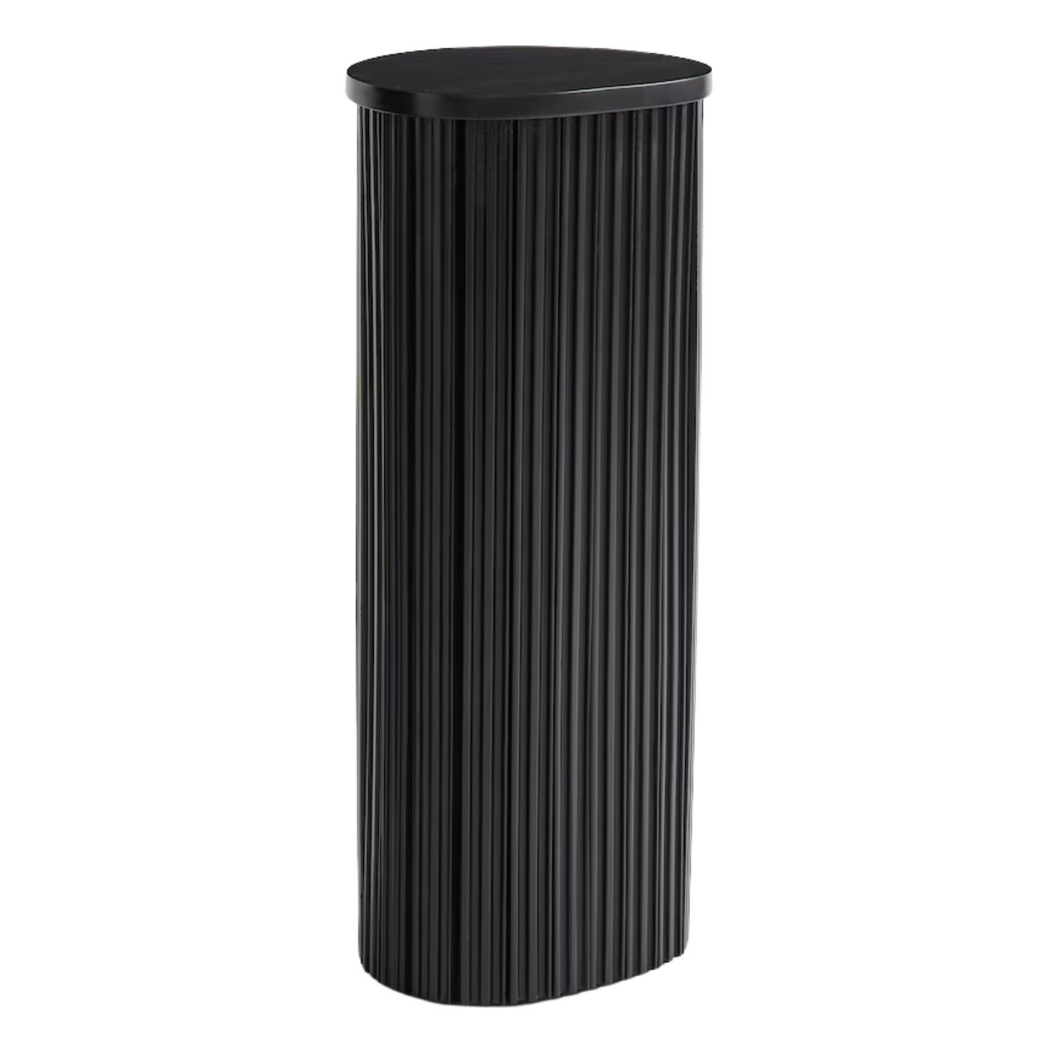 A fluted black pedestal