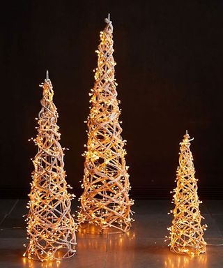 Pre-lit woven Christmas tree cones