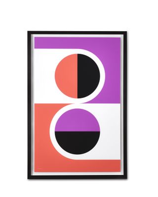 A 1960 illustration by the Nelson Office. Rounded shapes in purple, black and red.