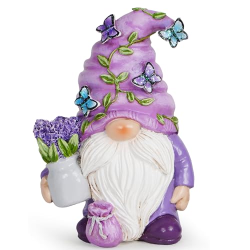 Zawuu Lavender Gonk Gnome Figurine &amp;mdash; Hand-Painted Resin Lavender Gnome, Purple Spring Decoration for Easter &amp;amp; Mother&amp;rsquo;s Day, Cute Tabletop Ornament for Home, Shelf &amp;amp; Cottagecore D&amp;eacute;cor