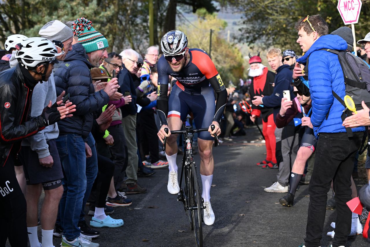 Harry MacFarlane climbs at the national hill climb