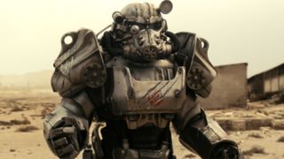 Amazon Fallout; a power armour character in a desert