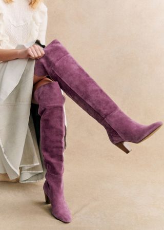 Colette Thigh High Boots - Purple - Bovine Leather - Sézane