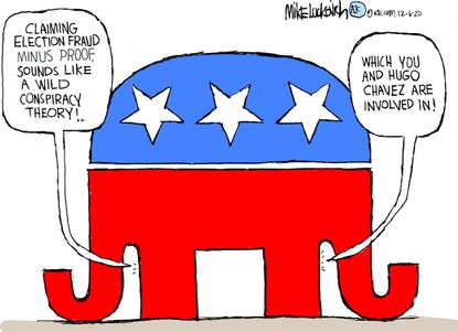 Political Cartoon U.S. GOP conspiracy theories
