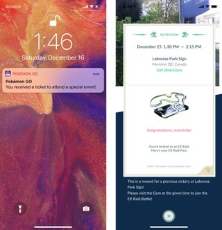 Pokemon Go EX Raid notification