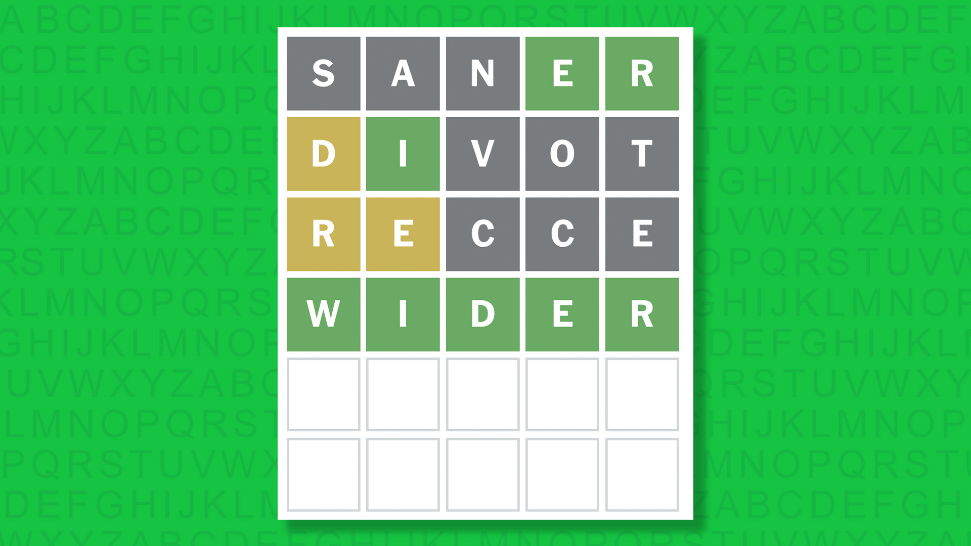 NYT Wordle answer for game 1942 on a green background