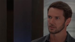 Brando looks shocked while learning about the baby on General Hospital.