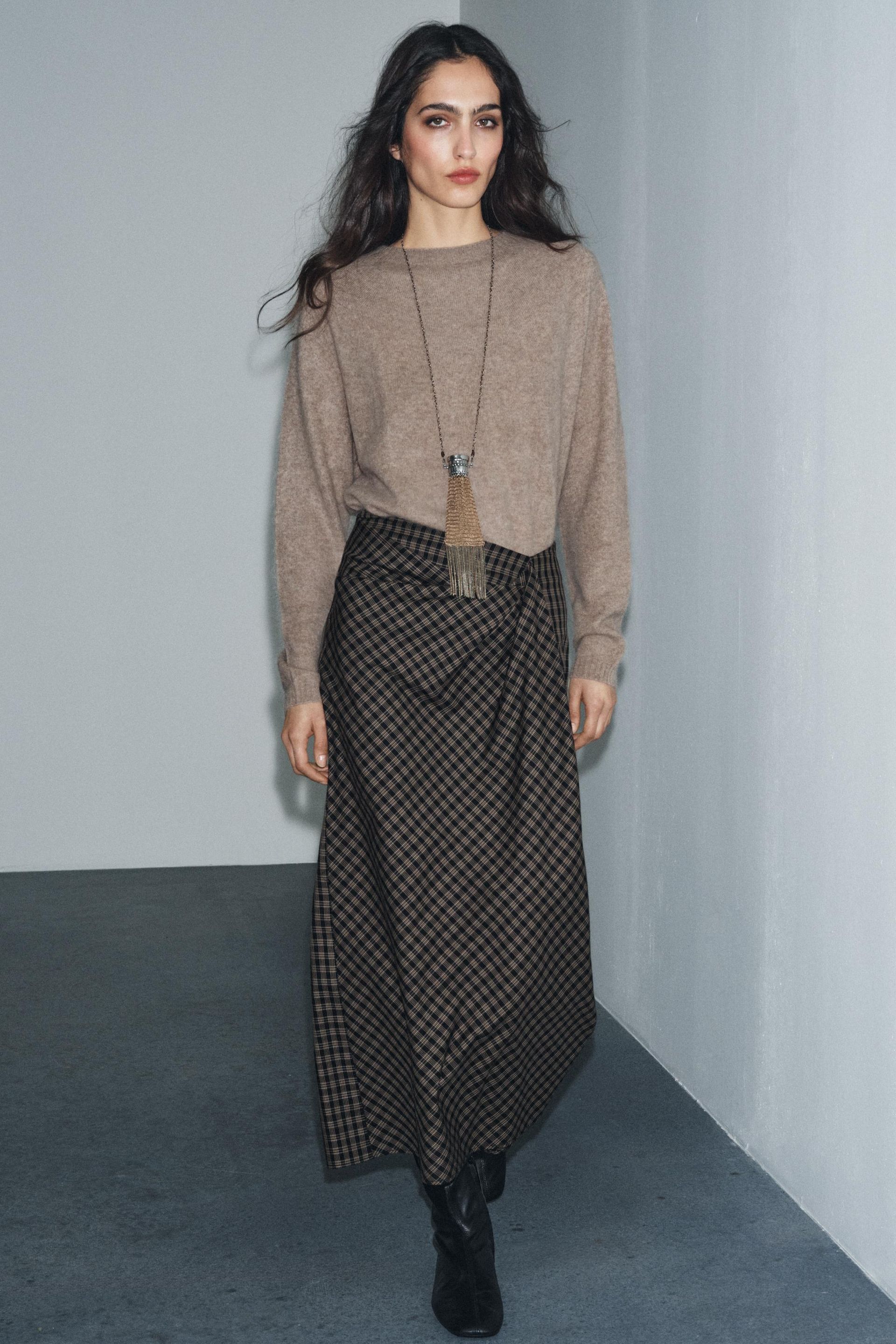 Draped Plaid Skirt Zw Collection