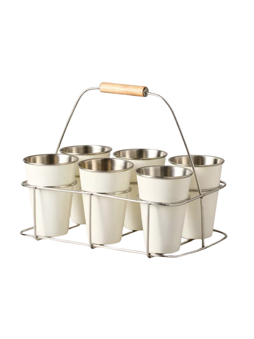Metal and Rubberwood Caddy Sour Cream