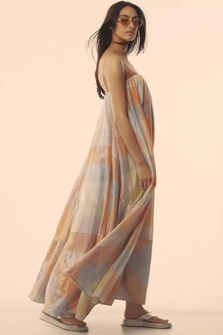 By Anthropologie Plaid Tent Maxi Dress