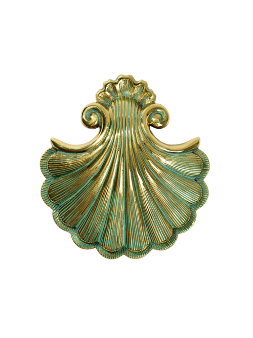 Art & Forge Tidewater Green Enamel Brass Shell Door Knocker
