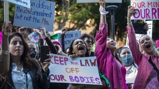 Demonstrators during an abortion-rights protest in Los Angeles, California, U.S., on Tuesday, May 3, 2022. 