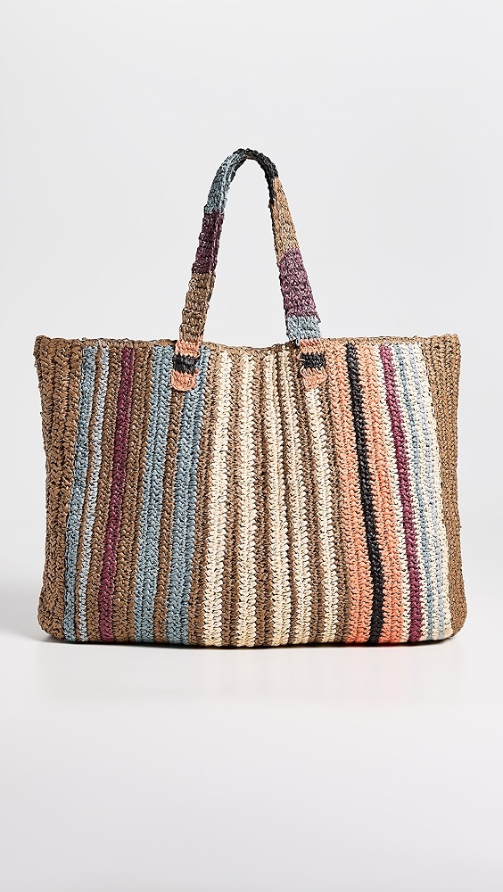 Faherty Straw Stripe Beach Tote