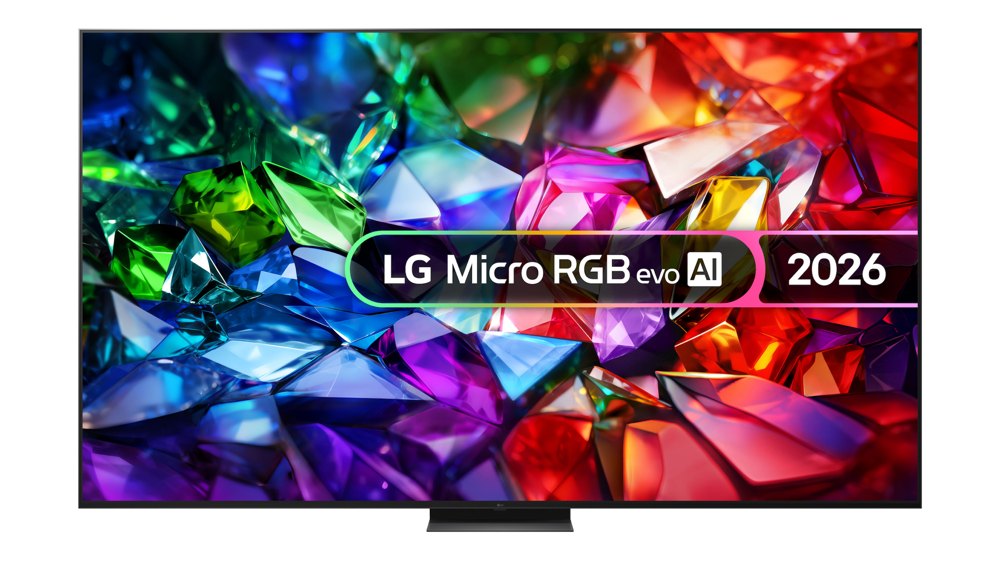 A product shot of the LG Micro RGB evo TV on a white background