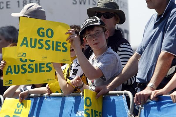 Aussies showed they get behind sport regardless of its origin, with hundreds spotted holding similar signs to this youngster's.