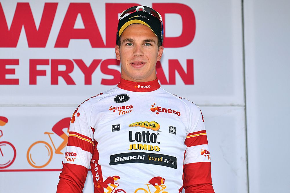 Dylan Groenewegen (LottoNL-Jumbo) in the white jersey at Eneco Tour