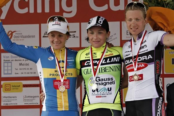 The podium: Emma Johansson, Monia Baccaille and Alona Andruk