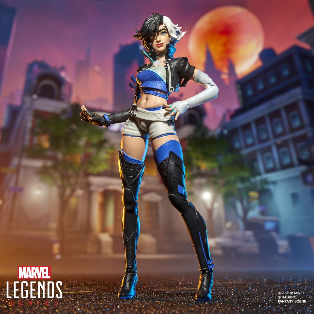 Marvel Rivals Luna action figure posed against a colorful background