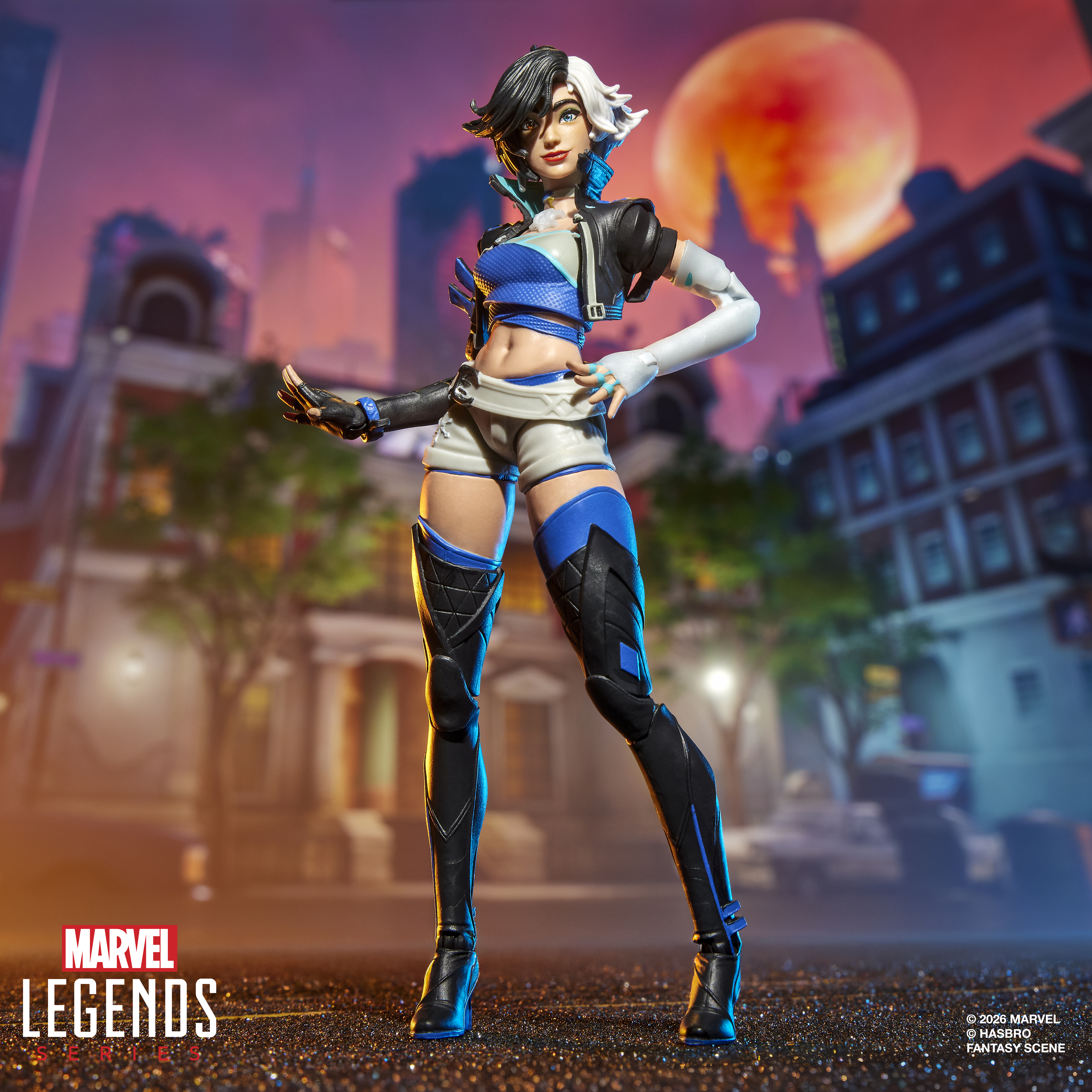 Marvel Rivals Luna action figure posed against a colorful background