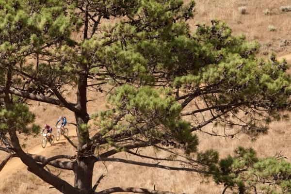 Riders nearing the finish during stage seven of the 2010 Absa Cape Epic Mountain Bike stage race held in and around Oak Valley in the Western Cape, South Africa.