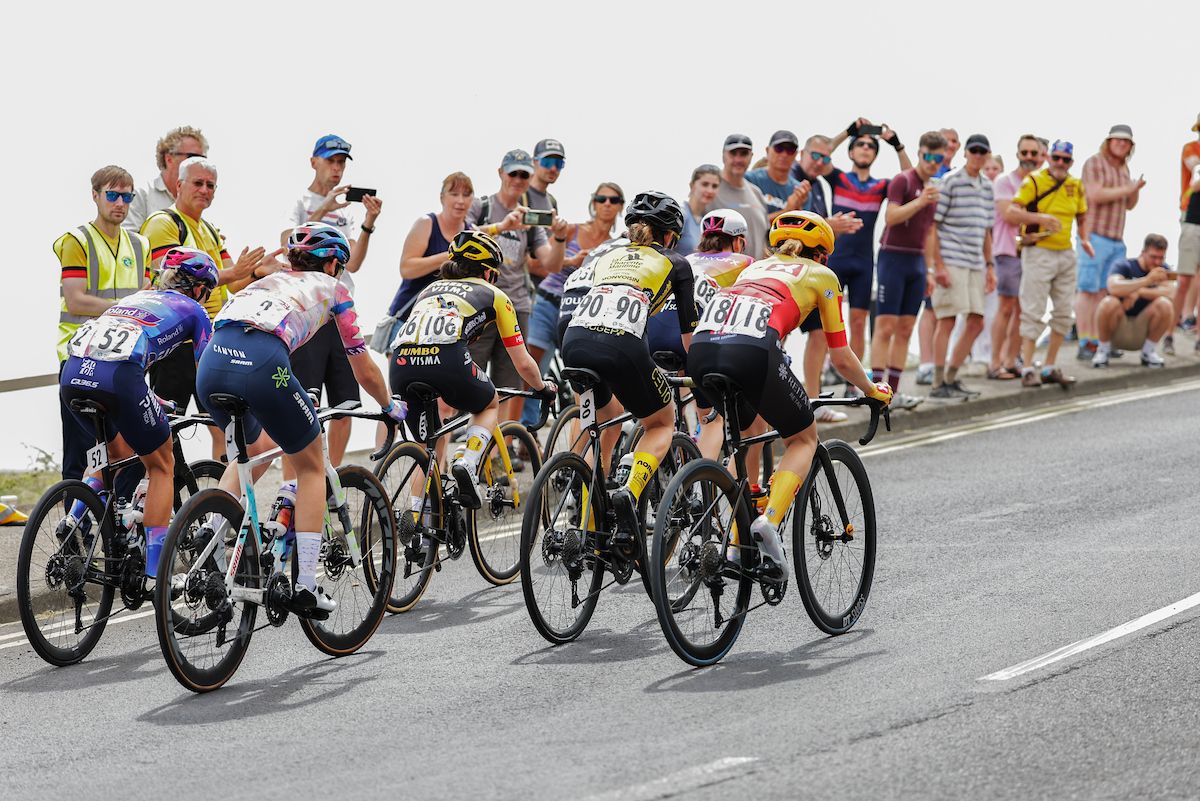 Picture by Alex Whitehead/SWpix.com - 25/06/2023 - Cycling - 2023 British National Road Championships - Saltburn-by-the-Sea, North Yorkshire, England - Women&acirc;s Road Race - The Breakaway climbing Saltburn Bank