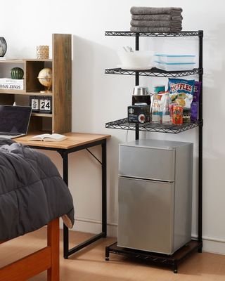 Mini fridge with shelves