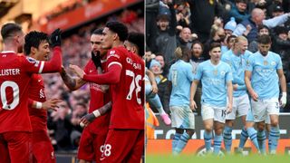 Liverpool and Manchester City players celebrate after gaining points in Fantasy Premier League for FPL players at the weekend
