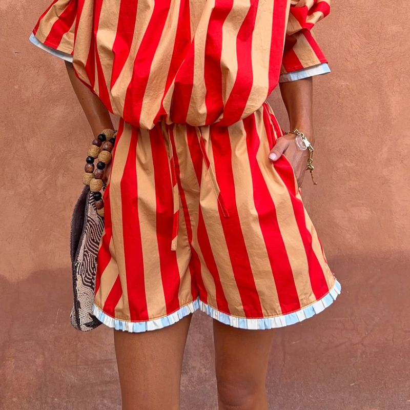 Never Fully Dressed, Tomato Stripe Ellie Shorts