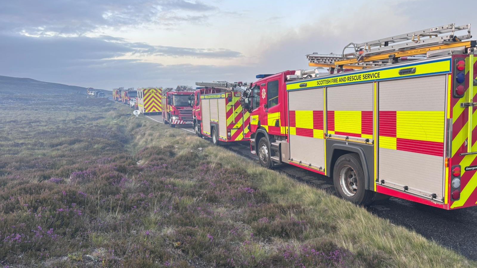 A photo shared by Nairn Community Fire Station on Facebook shows fire engines lined up to battle blazes in the Highlands and Moray June 2025
