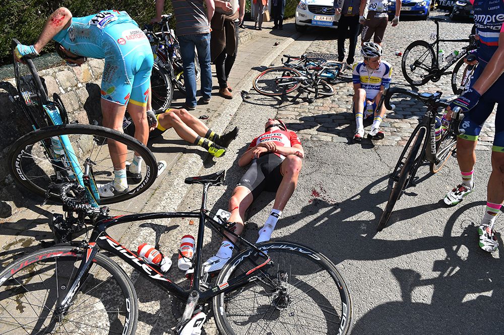 A crash in the Tour of Flanders