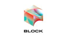 A stylised cube with marbled colour sits on a white background, with the word 'BLOCK' beneath