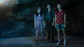 Surfside Girls TV promo image of three kids in a cave