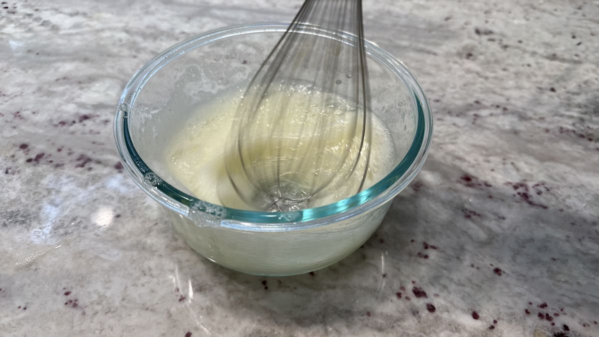 Ninja Power Duo Immersion Blender with Whisk whisking egg whites