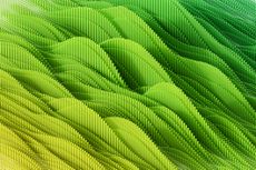Digital image of bars in different shades of green going up in down in a wave motion