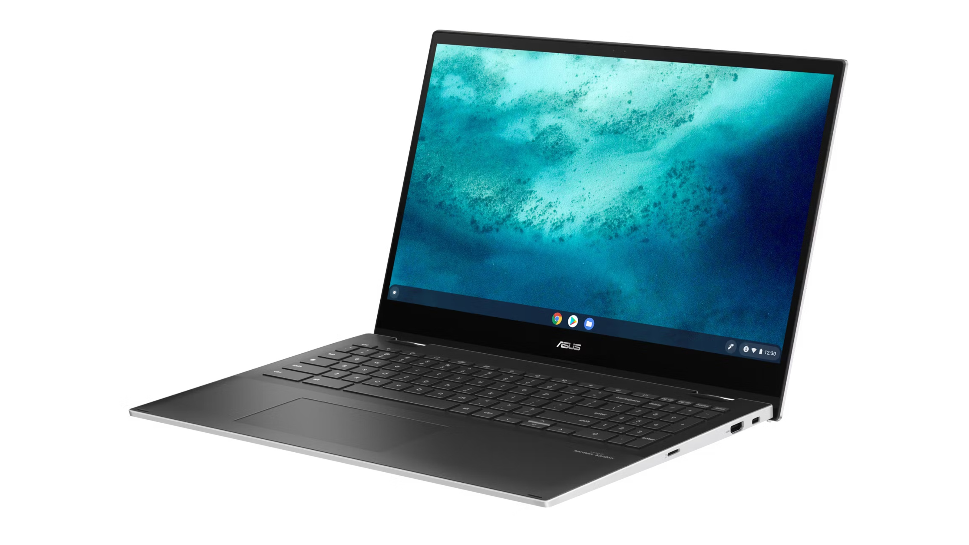 Asus Chromebook Flip C536 på en hvid baggrund